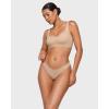 imageINLYRIC Womens Inbarely Soft Thong  No Show Sexy Panties Breathable Vwaisted Ladies Underwear 3 PackWheat 3pack