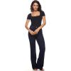 imageINLYRIC Womens Inbarely Square Neck Short Sleeve Bodysuit Double Lined Bodysuits Tank TopsBlack