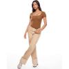 imageINLYRIC Womens Inbarely Square Neck Short Sleeve Bodysuit Double Lined Bodysuits Tank TopsChipmunk