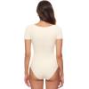 imageINLYRIC Womens Inbarely Square Neck Short Sleeve Bodysuit Double Lined Bodysuits Tank TopsCreamywhite
