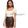 imageINLYRIC Womens Inbarely Square Neck Short Sleeve Bodysuit Double Lined Bodysuits Tank TopsCreamywhite