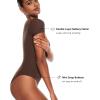 imageINLYRIC Womens Inbarely Square Neck Short Sleeve Bodysuit Double Lined Bodysuits Tank TopsHazelnut