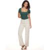imageINLYRIC Womens Inbarely Square Neck Short Sleeve Bodysuit Double Lined Bodysuits Tank TopsMidnight Emerald