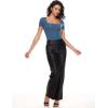 imageINLYRIC Womens Inbarely Square Neck Short Sleeve Bodysuit Double Lined Bodysuits Tank TopsMilitary Blue