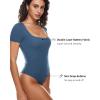 imageINLYRIC Womens Inbarely Square Neck Short Sleeve Bodysuit Double Lined Bodysuits Tank TopsMilitary Blue