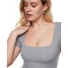 imageINLYRIC Womens Inbarely Square Neck Short Sleeve Bodysuit Double Lined Bodysuits Tank TopsNeutral Gray