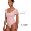imageINLYRIC Womens Inbarely Square Neck Short Sleeve Bodysuit Double Lined Bodysuits Tank TopsRose Tan