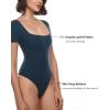 imageINLYRIC Womens Inbarely Square Neck Short Sleeve Bodysuit Double Lined Bodysuits Tank TopsTrue Navy