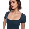 imageINLYRIC Womens Inbarely Square Neck Short Sleeve Bodysuit Double Lined Bodysuits Tank TopsTrue Navy