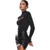imageINLYRIC Womens Natrelax Long Sleeve Bodysuit Mock Turtleneck Cut Out Bodysuits Sexy Tops Double LinedBlack