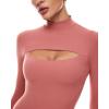 imageINLYRIC Womens Natrelax Long Sleeve Bodysuit Mock Turtleneck Cut Out Bodysuits Sexy Tops Double LinedBriar Rose