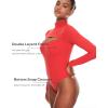 imageINLYRIC Womens Natrelax Long Sleeve Bodysuit Mock Turtleneck Cut Out Bodysuits Sexy Tops Double LinedDark Red
