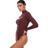 imageINLYRIC Womens Natrelax Long Sleeve Bodysuit Mock Turtleneck Cut Out Bodysuits Sexy Tops Double LinedNoctilucence Red