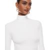 imageINLYRIC Womens Natrelax Mock Turtleneck Long Sleeve Bodysuit Thong Bodysuits Slim Fitted Thermal TopsWhite