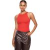 imageINLYRIC Womens Natrelax Sexy Bodysuit Thong Sleeveless Halter Racerback High Neck Tank Tops Body Suits for Going OutDark Red