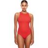 imageINLYRIC Womens Natrelax Sexy Bodysuit Thong Sleeveless Halter Racerback High Neck Tank Tops Body Suits for Going OutDark Red