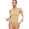 imageINLYRIC Womens Natrelax Sexy Bodysuit Thong Sleeveless Halter Racerback High Neck Tank Tops Body Suits for Going OutTan Milkshake