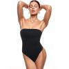 imageINLYRIC Womens Natrelax Sexy Strapless Bodysuit Thong Tube Top Off The Shoulder One Piece LeotardBlack