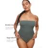 imageINLYRIC Womens Natrelax Sexy Strapless Bodysuit Thong Tube Top Off The Shoulder One Piece LeotardGrey Sage