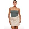 imageINLYRIC Womens Natrelax Sexy Strapless Bodysuit Thong Tube Top Off The Shoulder One Piece LeotardGrey Sage