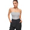 imageINLYRIC Womens Natrelax Sexy Strapless Bodysuit Thong Tube Top Off The Shoulder One Piece LeotardGull Gray