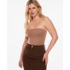 imageINLYRIC Womens Natrelax Sexy Strapless Bodysuit Thong Tube Top Off The Shoulder One Piece LeotardMocha Mousse