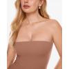 imageINLYRIC Womens Natrelax Sexy Strapless Bodysuit Thong Tube Top Off The Shoulder One Piece LeotardMocha Mousse