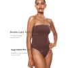 imageINLYRIC Womens Natrelax Sexy Strapless Bodysuit Thong Tube Top Off The Shoulder One Piece LeotardTaupe