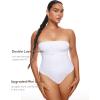 imageINLYRIC Womens Natrelax Sexy Strapless Bodysuit Thong Tube Top Off The Shoulder One Piece LeotardWhite