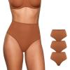 imageINLYRIC Womens Inbarely Plus Thong Underwear Pack  High Waisted Sexy Smooth Tagless Ladies Underwear Panties 3 PackBronze 3pack