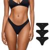 imageINLYRIC Womens Inbarely Soft Thong  No Show Sexy Panties Breathable Vwaisted Ladies Underwear 3 PackBlack 3pack