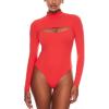 imageINLYRIC Womens Natrelax Long Sleeve Bodysuit Mock Turtleneck Cut Out Bodysuits Sexy Tops Double LinedDark Red
