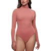 imageINLYRIC Womens Natrelax Mock Turtleneck Long Sleeve Bodysuit Thong Bodysuits Slim Fitted Thermal TopsBriar Rose
