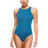imageINLYRIC Womens Natrelax Sexy Bodysuit Thong Sleeveless Halter Racerback High Neck Tank Tops Body Suits for Going OutSupersonic Blue