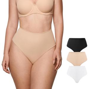 imageINLYRIC Womens Inbarely Plus Thong Underwear Pack  High Waisted Sexy Smooth Tagless Ladies Underwear Panties 3 PackBasic 3pack
