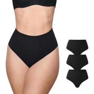 imageINLYRIC Womens Inbarely Plus Thong Underwear Pack  High Waisted Sexy Smooth Tagless Ladies Underwear Panties 3 PackBlack 3pack