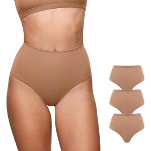 imageINLYRIC Womens Inbarely Plus Thong Underwear Pack  High Waisted Sexy Smooth Tagless Ladies Underwear Panties 3 PackGravel 3pack