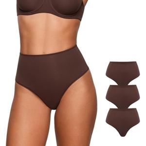 imageINLYRIC Womens Inbarely Plus Thong Underwear Pack  High Waisted Sexy Smooth Tagless Ladies Underwear Panties 3 PackHazelnut 3pack