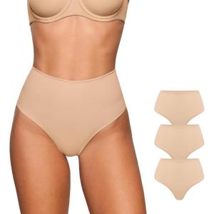 imageINLYRIC Womens Inbarely Plus Thong Underwear Pack  High Waisted Sexy Smooth Tagless Ladies Underwear Panties 3 PackWarm Beige 3pack