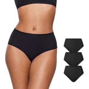 imageINLYRIC Womens Inbarely Soft Full Briefs  Mid Waist Underwear Breathable Stretch Tagless Ladies Panties 3 PackBlack 3pack