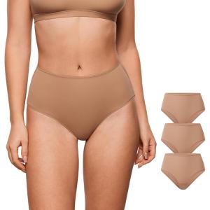 imageINLYRIC Womens Inbarely Soft Full Briefs  Mid Waist Underwear Breathable Stretch Tagless Ladies Panties 3 PackGravel 3pack