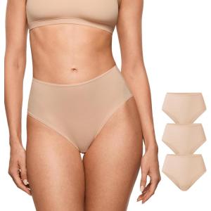 imageINLYRIC Womens Inbarely Soft Full Briefs  Mid Waist Underwear Breathable Stretch Tagless Ladies Panties 3 PackWheat 3pack