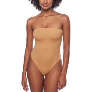 imageINLYRIC Womens Natrelax Sexy Strapless Bodysuit Thong Tube Top Off The Shoulder One Piece LeotardDoe Brown