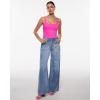 imageINLYRIC Womens Cosnufy Sheer Mesh Scoop Neck Sleeveless Bodysuit See Through Cami Spaghetti Strap Tank Tops LeotardGlitter Rose
