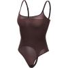 imageINLYRIC Womens Cosnufy Sheer Mesh Scoop Neck Sleeveless Bodysuit See Through Cami Spaghetti Strap Tank Tops LeotardHazelnut
