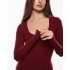 imageINLYRIC Womens Inbarely Soft Deep U Neck Double Lined Long Sleeve Tops Going Out Slim Fitted Sexy Trendy TShirtsAncora Red