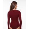 imageINLYRIC Womens Inbarely Soft Deep U Neck Double Lined Long Sleeve Tops Going Out Slim Fitted Sexy Trendy TShirtsAncora Red