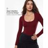 imageINLYRIC Womens Inbarely Soft Deep U Neck Double Lined Long Sleeve Tops Going Out Slim Fitted Sexy Trendy TShirtsAncora Red