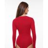imageINLYRIC Womens Inbarely Soft Deep U Neck Double Lined Long Sleeve Tops Going Out Slim Fitted Sexy Trendy TShirtsLipstick Red