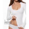 imageINLYRIC Womens Inbarely Soft Deep U Neck Double Lined Long Sleeve Tops Going Out Slim Fitted Sexy Trendy TShirtsSnow White  See Through